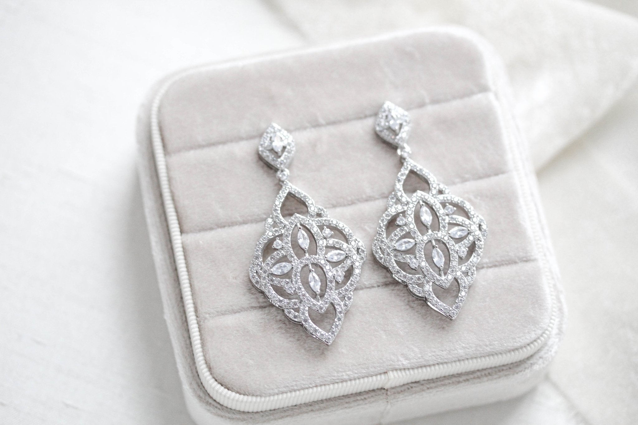 Rose gold Bridal chandelier earrings EMILY - Treasures by Agnes