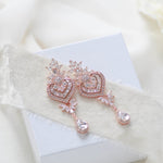 Rose gold Bridal chandelier earrings EMMA - Treasures by Agnes