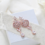 Rose gold Bridal chandelier earrings EMMA - Treasures by Agnes