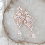 Rose gold Bridal chandelier earrings EMMA - Treasures by Agnes