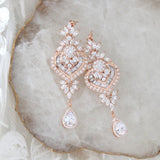 Rose gold Bridal chandelier earrings EMMA - Treasures by Agnes