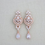Rose gold Bridal chandelier earrings EMMA - Treasures by Agnes