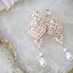 Rose gold Bridal chandelier earrings EMMA - Treasures by Agnes