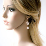 Rose gold bridal dangle earrings - DIVINE - Treasures by Agnes