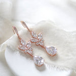 Rose gold bridal dangle earrings - DIVINE - Treasures by Agnes