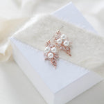 Rose gold Bridal earrings with pearls MIA - Treasures by Agnes