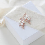 Rose gold Bridal earrings with pearls MIA - Treasures by Agnes