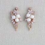 Rose gold Bridal earrings with pearls MIA - Treasures by Agnes
