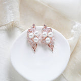 Rose gold Bridal earrings with pearls MIA - Treasures by Agnes