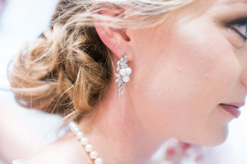 Rose gold Bridal earrings with pearls MIA - Treasures by Agnes