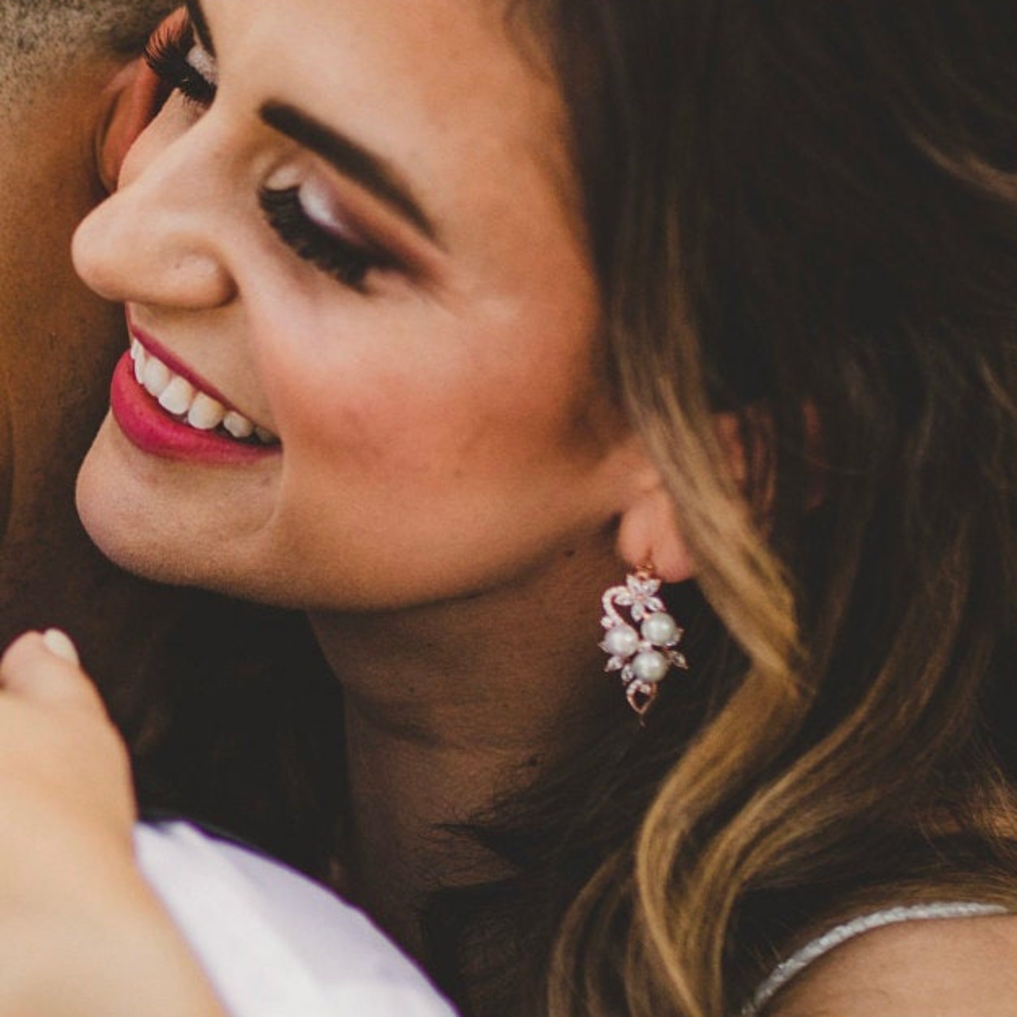 Rose gold Bridal earrings with pearls MIA - Treasures by Agnes