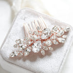 Rose gold Bridal hair comb with Ivory cream and white opal crystals - REESE - Treasures by Agnes