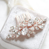 Rose gold Bridal hair comb with Ivory cream and white opal crystals - REESE - Treasures by Agnes