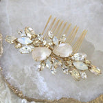 Rose gold Bridal hair comb with Ivory cream and white opal crystals - REESE - Treasures by Agnes