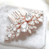 Rose gold Bridal hair comb with Ivory cream and white opal crystals - REESE - Treasures by Agnes
