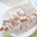 Rose gold Bridal hair comb with Ivory cream and white opal crystals - REESE - Treasures by Agnes