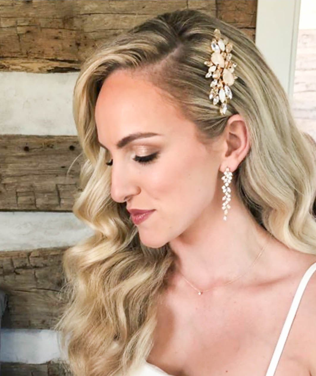 Rose gold Bridal hair comb with Ivory cream and white opal crystals - REESE - Treasures by Agnes