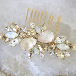 Rose gold Bridal hair comb with Ivory cream and white opal crystals - REESE - Treasures by Agnes