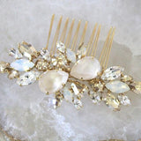 Rose gold Bridal hair comb with Ivory cream and white opal crystals - REESE - Treasures by Agnes