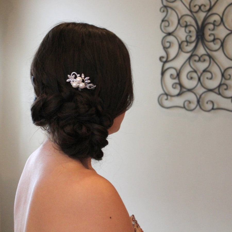 Rose gold Bridal hair comb with pearls MIA - Treasures by Agnes