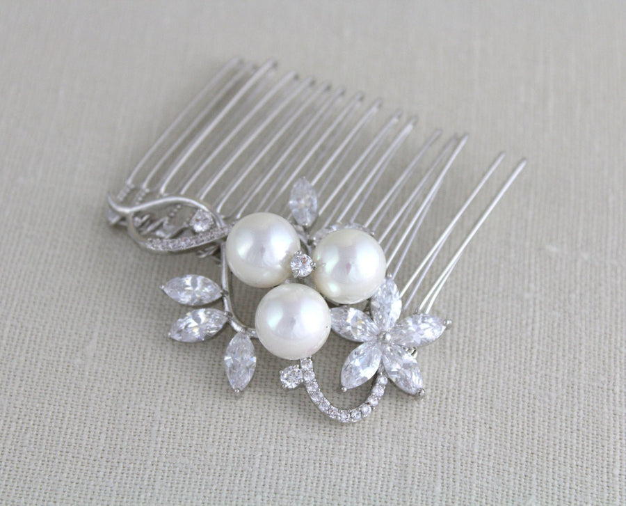 Rose gold Bridal hair comb with pearls MIA - Treasures by Agnes