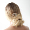 Rose gold Bridal hair comb with white opal crystals and pearls - EVA - Treasures by Agnes