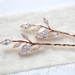Rose gold bridal hair pins with vine design - APRILLE - Treasures by Agnes
