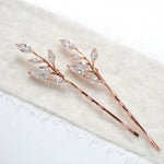 Rose gold bridal hair pins with vine design - APRILLE - Treasures by Agnes