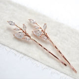 Rose gold bridal hair pins with vine design - APRILLE - Treasures by Agnes