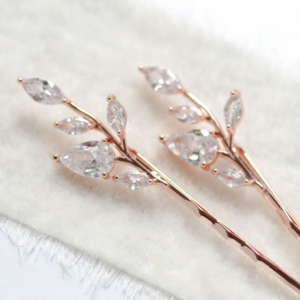 Rose gold bridal hair pins with vine design - APRILLE - Treasures by Agnes