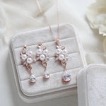 Rose gold Bridal necklace and earring set MIA - Treasures by Agnes