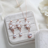 Rose gold Bridal necklace and earring set MIA - Treasures by Agnes