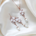 Rose gold Bridal necklace and earring set MIA - Treasures by Agnes