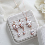Rose gold Bridal necklace and earring set MIA - Treasures by Agnes