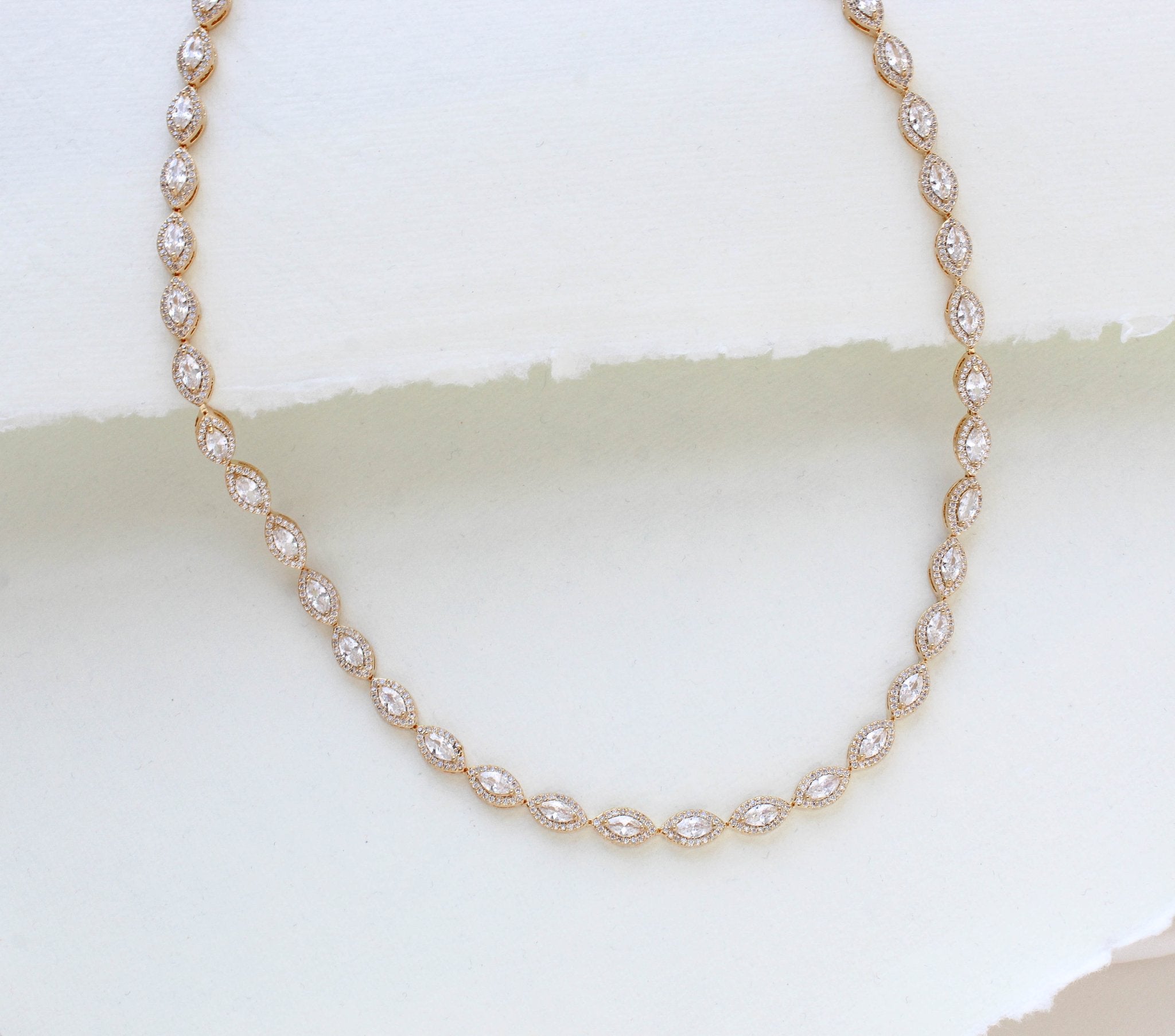 Rose Gold Bridal necklace with Cubic zirconia stones - SCARLETT - Treasures by Agnes