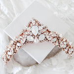 Rose gold Bridal tiara with white opal crystals - CASSANDRA - Treasures by Agnes