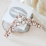 Rose gold Bridal tiara with white opal crystals - CASSANDRA - Treasures by Agnes