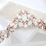 Rose gold Bridal tiara with white opal crystals - CASSANDRA - Treasures by Agnes