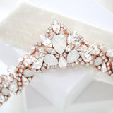Rose gold Bridal tiara with white opal crystals - CASSANDRA - Treasures by Agnes