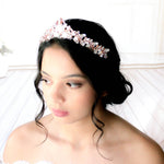 Rose gold Bridal tiara with white opal crystals - CASSANDRA - Treasures by Agnes