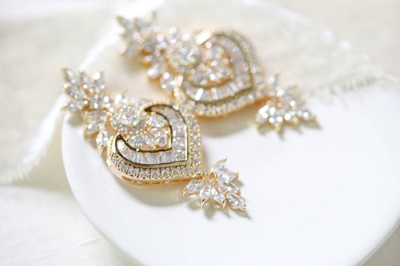 Rose gold chandelier earrings for bride - EMMA - Treasures by Agnes