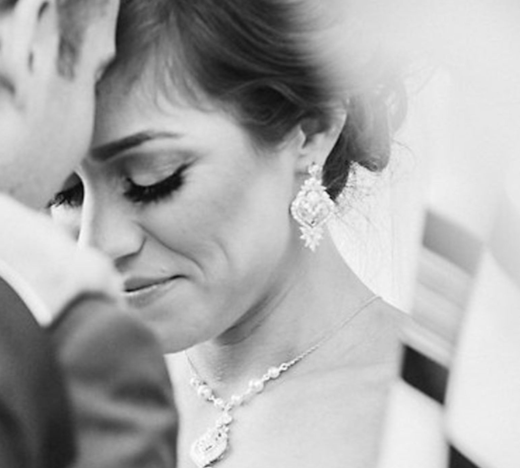 Rose gold chandelier earrings for bride - EMMA - Treasures by Agnes
