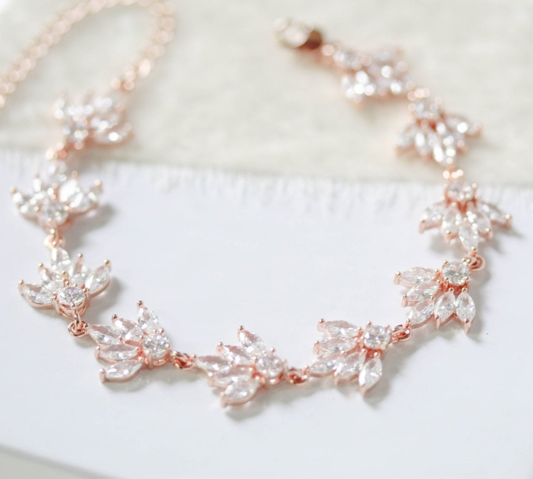 Rose gold crystal bridal bracelet - EMMA - Treasures by Agnes