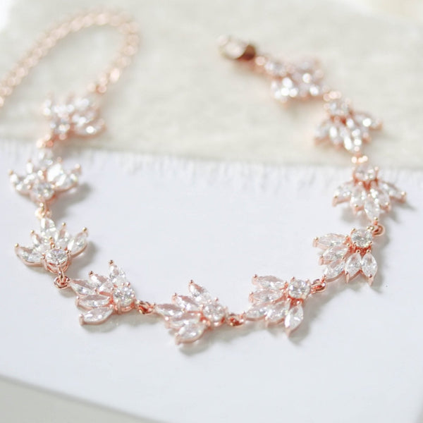 Rose gold crystal bridal bracelet - EMMA - Treasures by Agnes