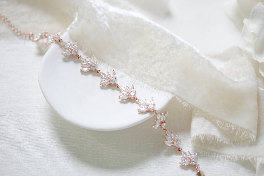 Rose gold crystal bridal bracelet - EMMA - Treasures by Agnes