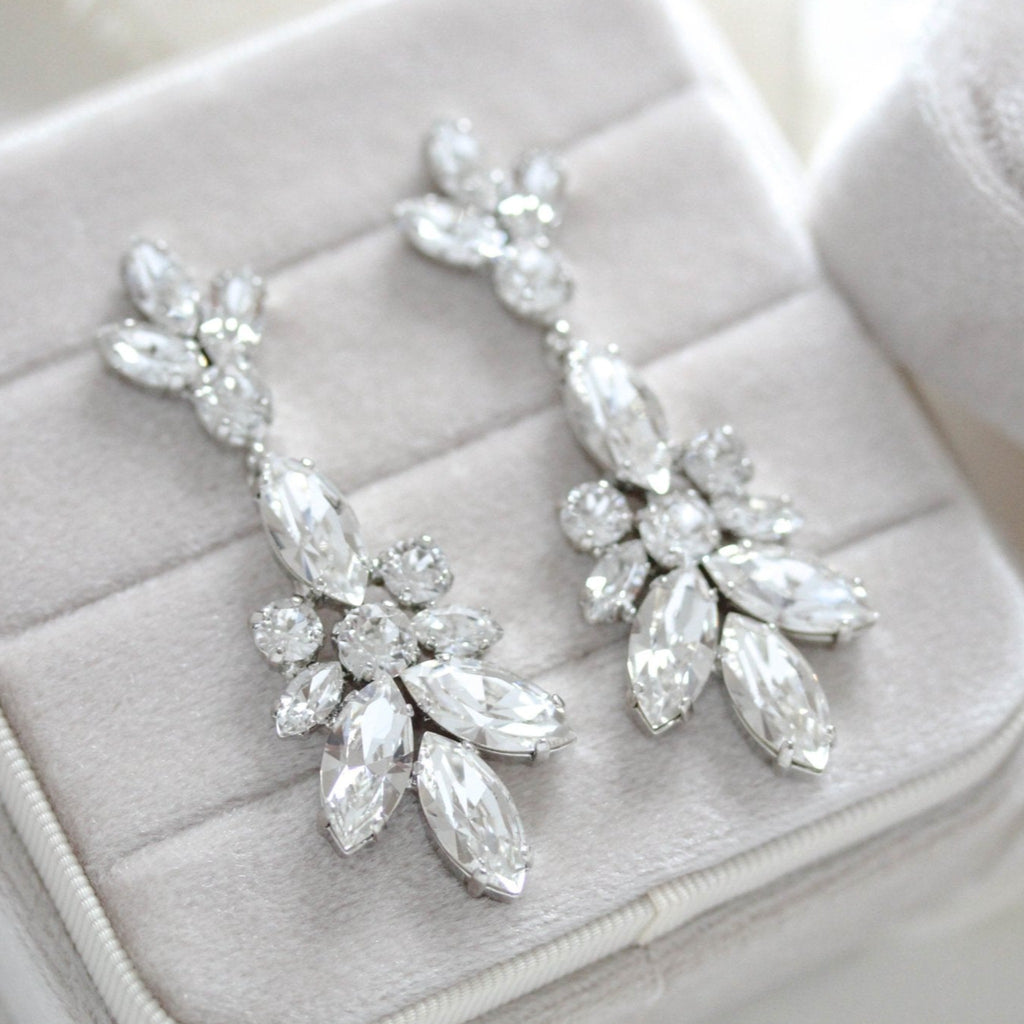 Rose gold crystal Bridal Chandelier earrings - COLETTE - Treasures by Agnes