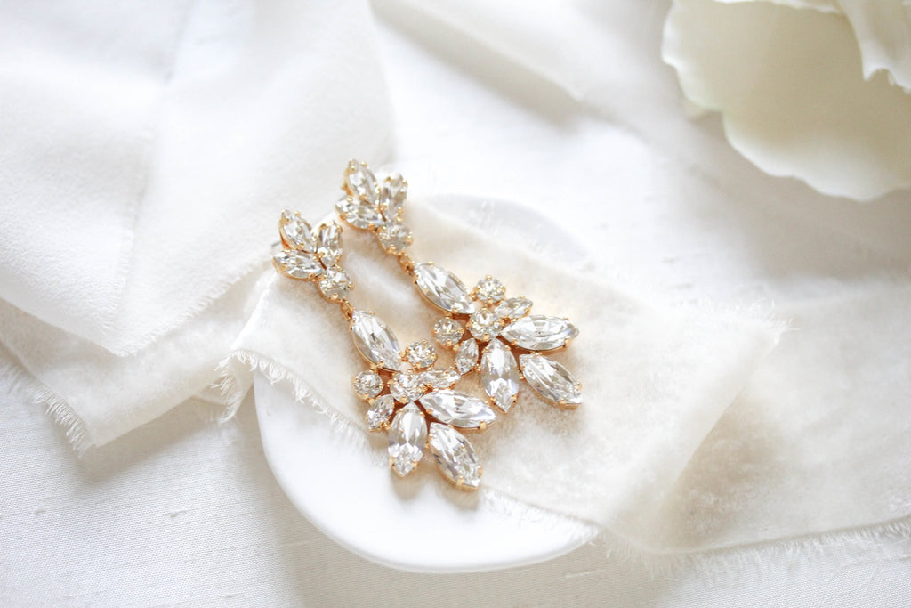 Rose gold crystal Bridal Chandelier earrings - COLETTE - Treasures by Agnes