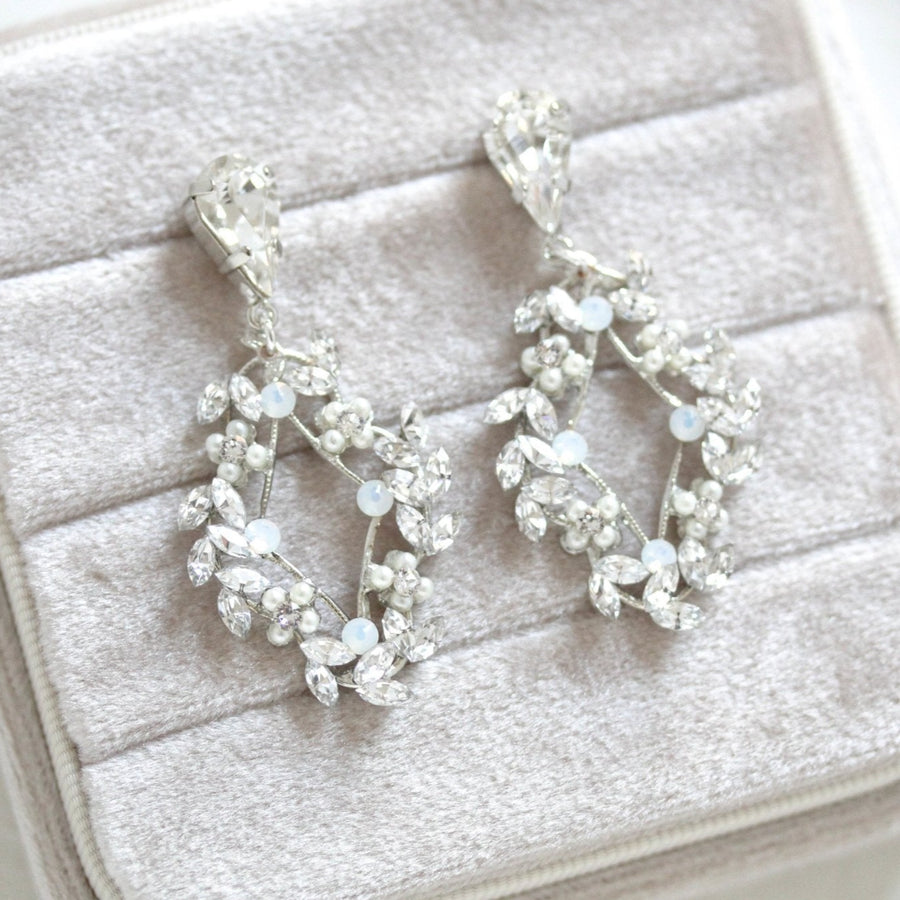 Rose gold Crystal Bridal earrings - AUDRA - Treasures by Agnes