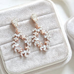 Rose gold Crystal Bridal earrings - AUDRA - Treasures by Agnes