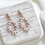 Rose gold Crystal Bridal earrings - AUDRA - Treasures by Agnes